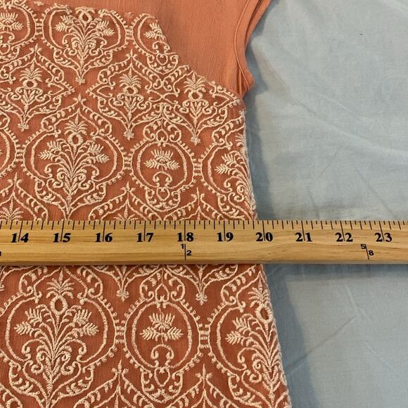 Sundance Coral Rose Palace Embroidered Shift Dress Size Large - Picture 6 of 11